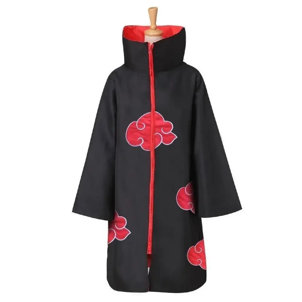 Naruto Cosplay Costume, High‑Collar Akatsuki Cloak with Headband